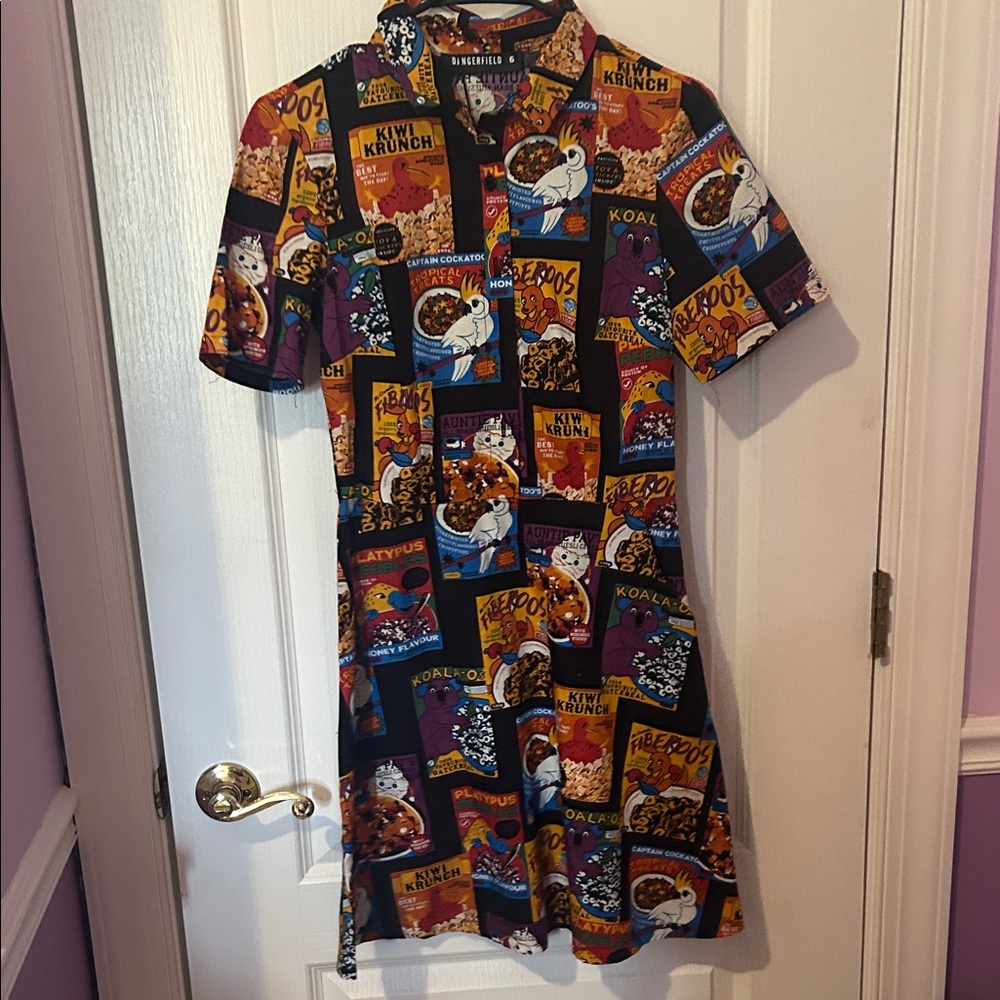 ModCloth (Dangerfield) Cereal 🥣 Print shirt Dress